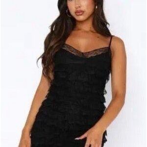 White Fox Black Lace Dress